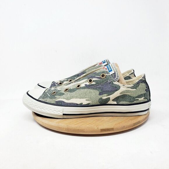 Converse All Star Kids 4‎ Shoes Camo Slip On Laceless Sneakers Junior Girls Boys - Picture 7 of 12
